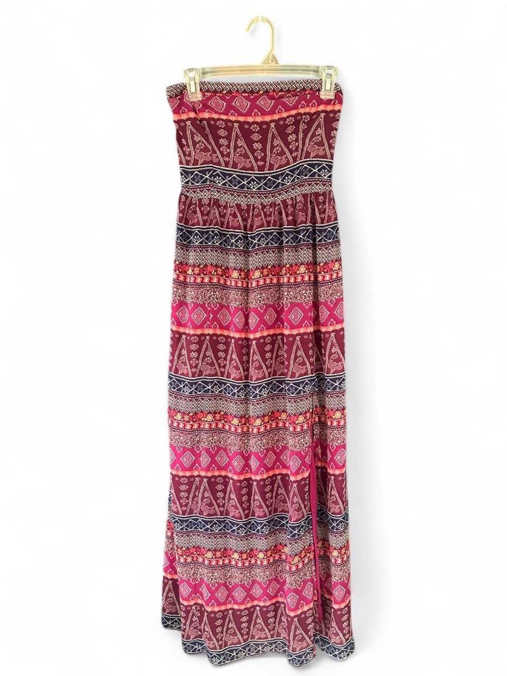 Hollister Printed Side Slit Bandeau Maxi Dress Size Small